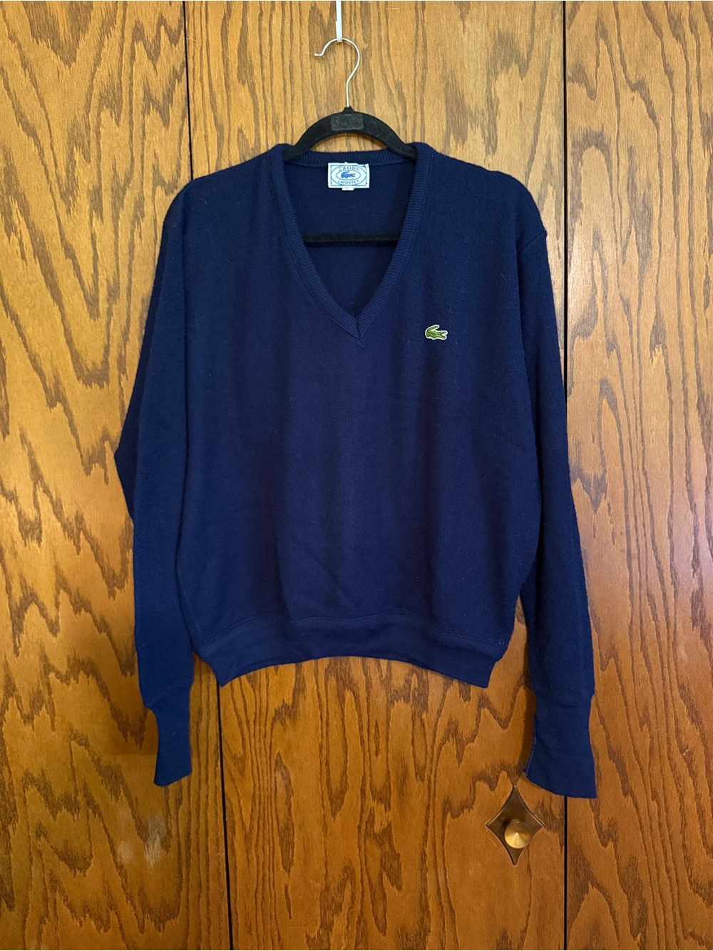 Vintage Izod Lacoste Men’s Navy V-Neck Sweater 100% Orlon Acrylic L